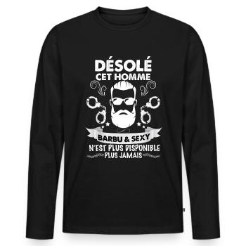 Momme barbu et sexy - T-shirt manches longues Premium bio Homme - noir - Devant - Nico (187cm)