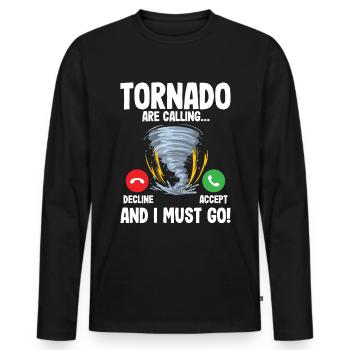Tornado - Männer Premium Bio Langarmshirt - Schwarz - Vorne - Nico (187cm)