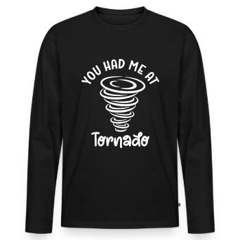 Tornado - Männer Premium Bio Langarmshirt - Schwarz - Vorne - Nico (187cm)