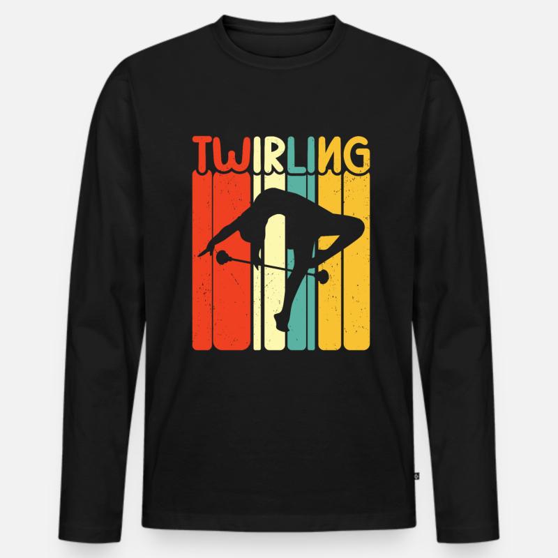 Tambourstab Wirbeln - Männer Premium Bio Langarmshirt - Schwarz
