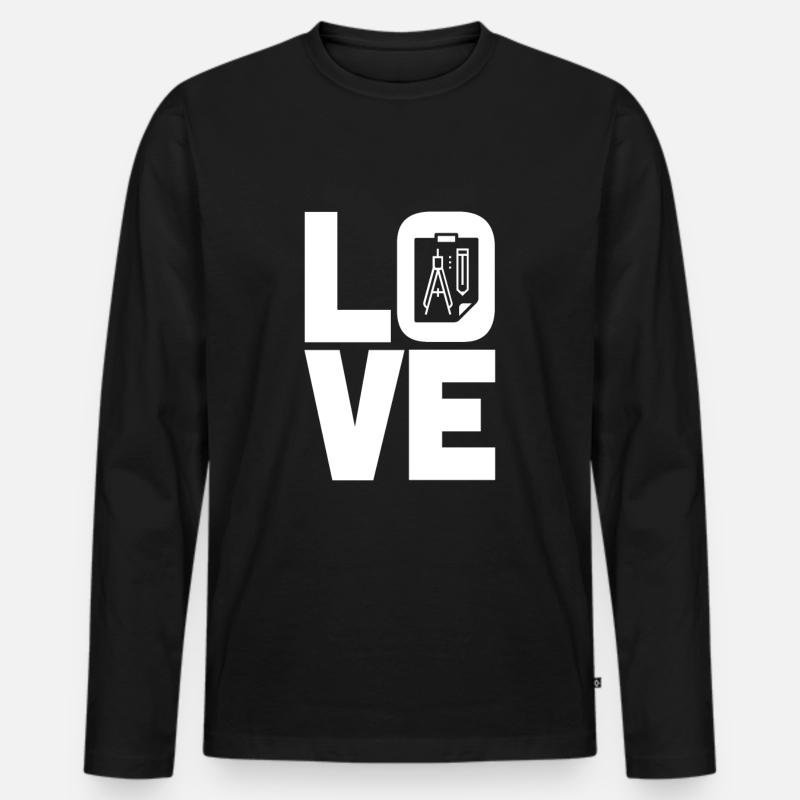 Liebe Zeichner Arichtect - Männer Premium Bio Langarmshirt - Schwarz