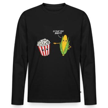 Popcorn - Men's Premium Organic Long Sleeve Shirt - black - Front - Nico (187cm)