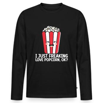 Popcorn - Men's Premium Organic Long Sleeve Shirt - black - Front - Nico (187cm)
