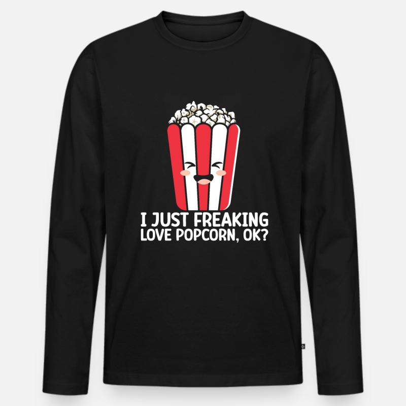 Popcorn - Männer Premium Bio Langarmshirt - Schwarz