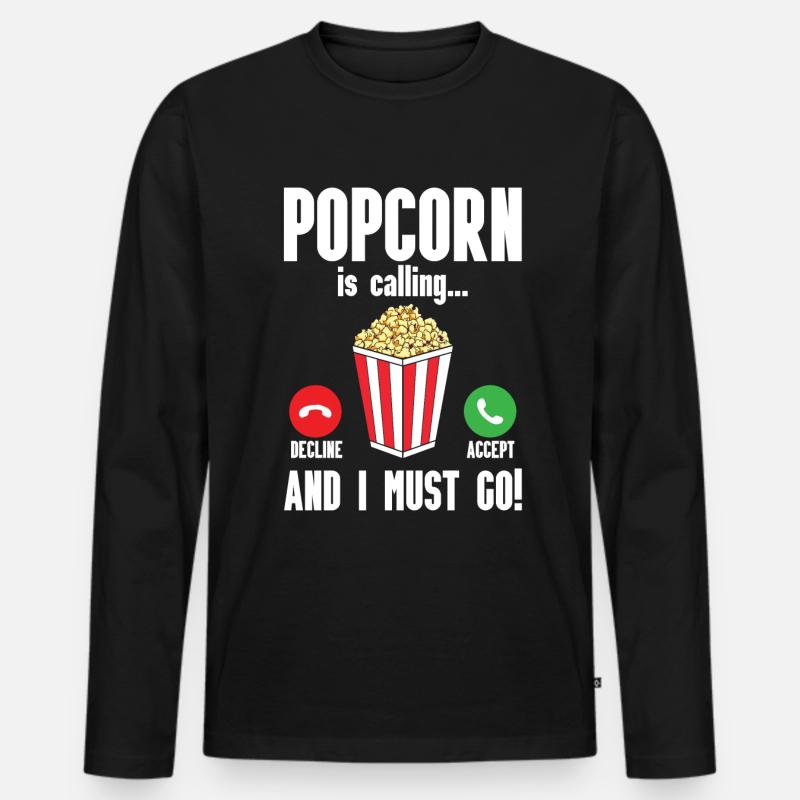 Popcorn - Männer Premium Bio Langarmshirt - Schwarz