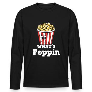 Popcorn - Men's Premium Organic Long Sleeve Shirt - black - Front - Nico (187cm)