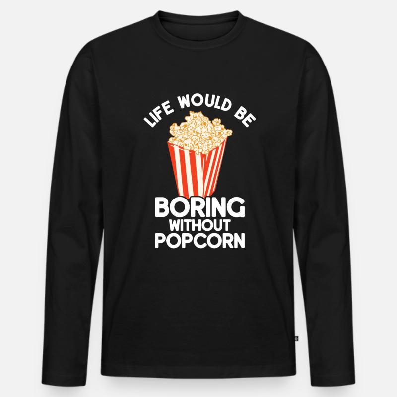 Popcorn - Männer Premium Bio Langarmshirt - Schwarz
