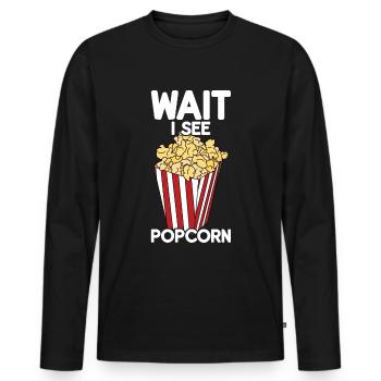 Popcorn - Men's Premium Organic Long Sleeve Shirt - black - Front - Nico (187cm)