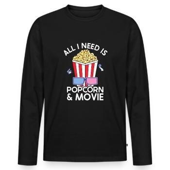 Popcorn - Men's Premium Organic Long Sleeve Shirt - black - Front - Nico (187cm)
