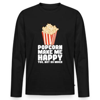Popcorn - Men's Premium Organic Long Sleeve Shirt - black - Front - Nico (187cm)