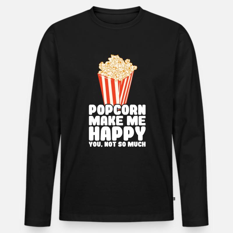 Popcorn - Männer Premium Bio Langarmshirt - Schwarz