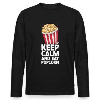 Popcorn - Männer Premium Bio Langarmshirt - Schwarz - Vorne - Nico (187cm)