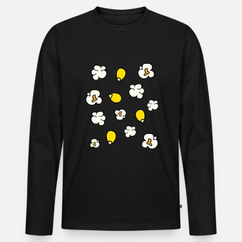 Popcorn - Männer Premium Bio Langarmshirt - Schwarz