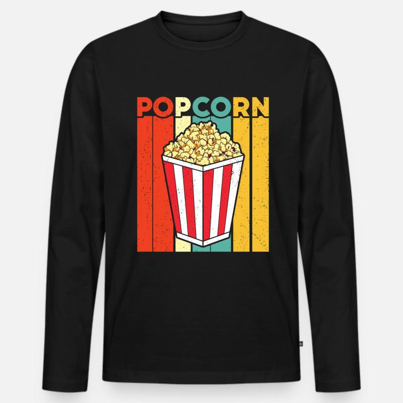 Popcorn - Männer Premium Bio Langarmshirt - Schwarz