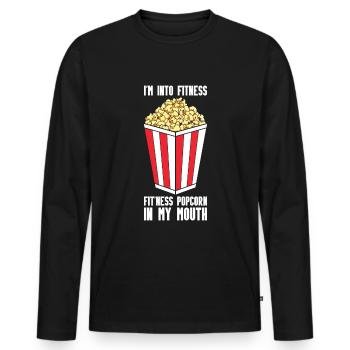 Popcorn - Men's Premium Organic Long Sleeve Shirt - black - Front - Nico (187cm)