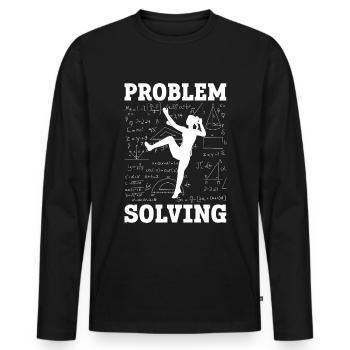 Wall Climbing - Men's Premium Organic Long Sleeve Shirt - black - Front - Nico (187cm)