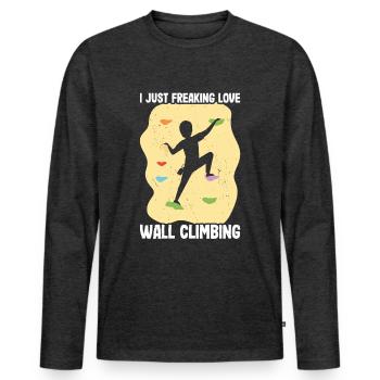 Wall Climbing - Men's Premium Organic Long Sleeve Shirt - heather anthracite - Front - Nico (187cm)