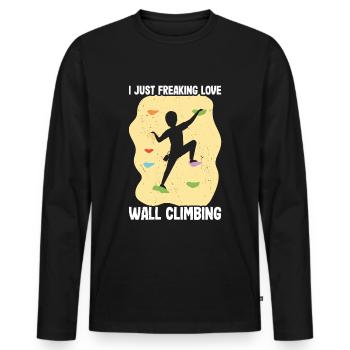 Wall Climbing - Men's Premium Organic Long Sleeve Shirt - black - Front - Nico (187cm)