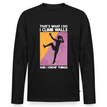 Wall Climbing - Men's Premium Organic Long Sleeve Shirt - black - Front - Nico (187cm)