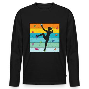 Wall Climbing - Men's Premium Organic Long Sleeve Shirt - black - Front - Nico (187cm)