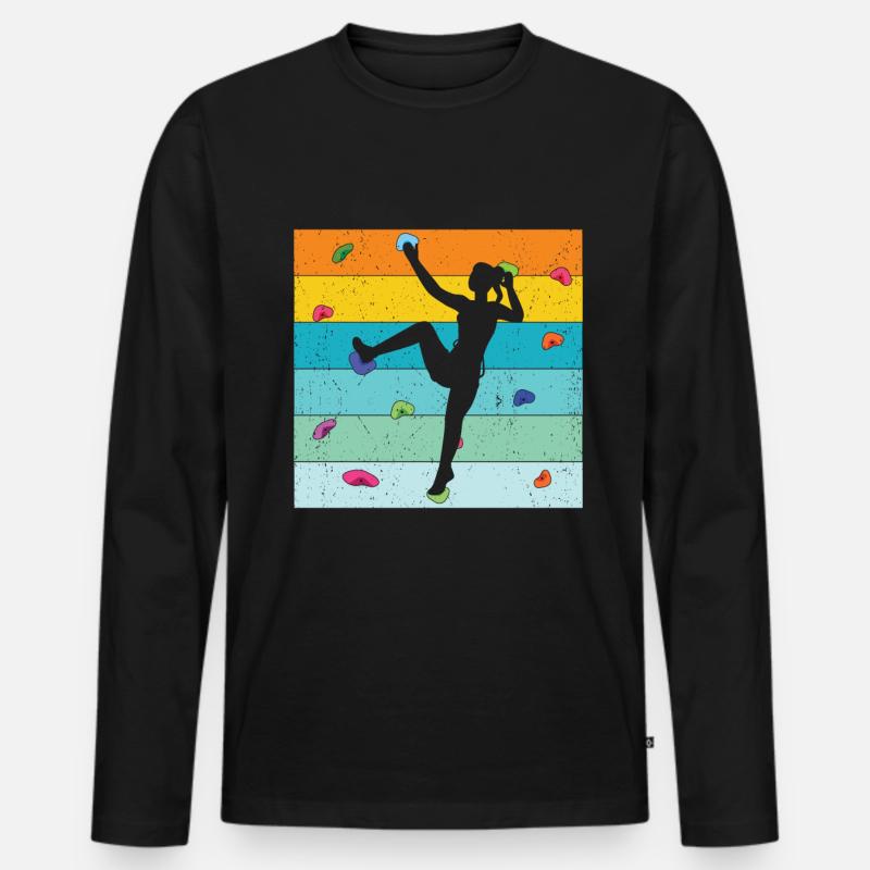 Wand Klettern - Männer Premium Bio Langarmshirt - Schwarz