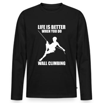 Wall climbing - Men's Premium Organic Long Sleeve Shirt - black - Front - Nico (187cm)