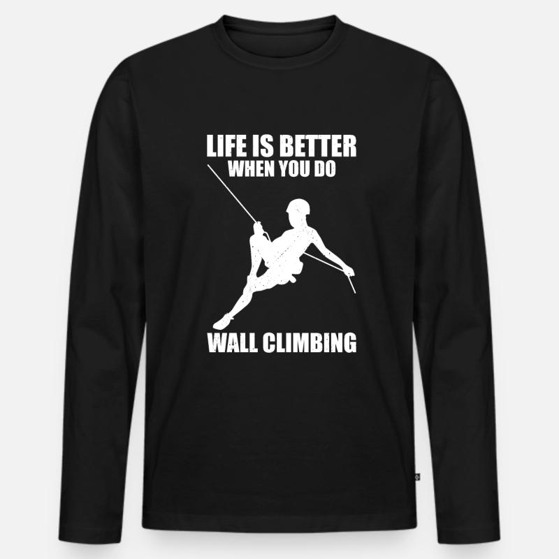 Wand Klettern - Männer Premium Bio Langarmshirt - Schwarz