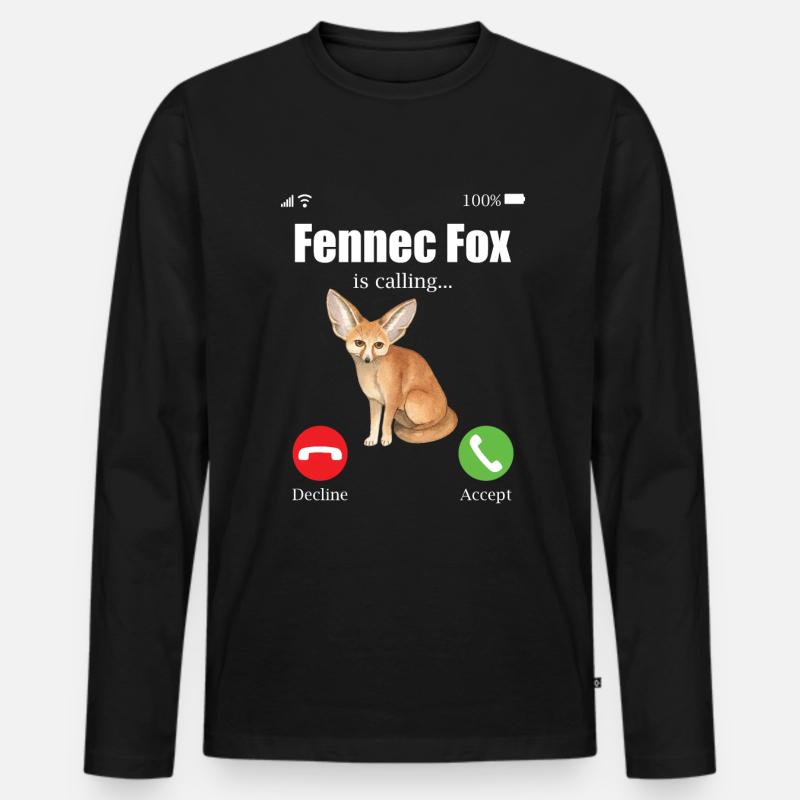 Fennec Fox - Männer Premium Bio Langarmshirt - Schwarz