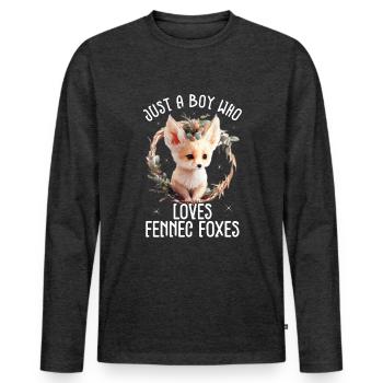 Fennec Fox - Männer Premium Bio Langarmshirt - Anthrazit meliert - Vorne - Nico (187cm)