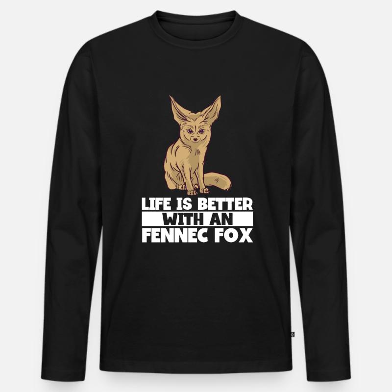 Fennec Fox - Männer Premium Bio Langarmshirt - Schwarz