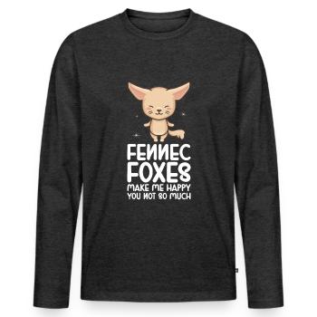 Fennec Fox - Männer Premium Bio Langarmshirt - Anthrazit meliert - Vorne - Nico (187cm)