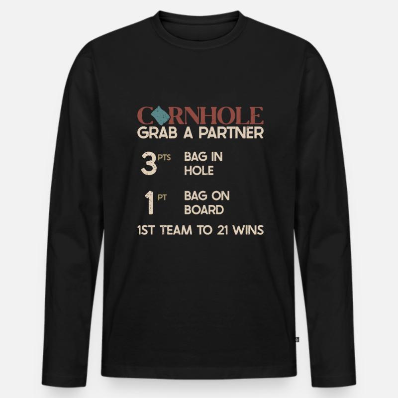 Cornhole - Männer Premium Bio Langarmshirt - Schwarz
