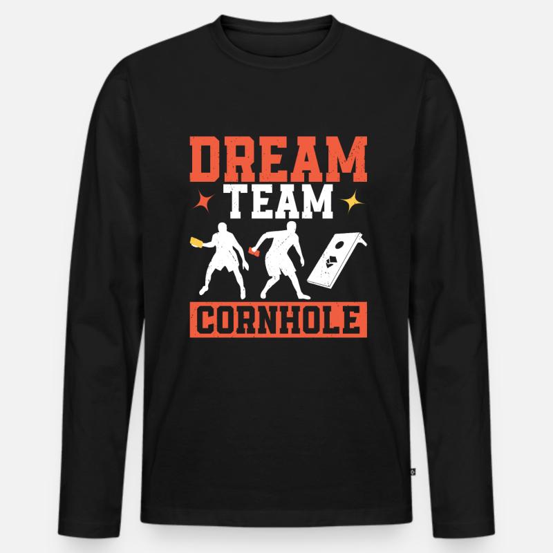 Cornhole - Männer Premium Bio Langarmshirt - Schwarz