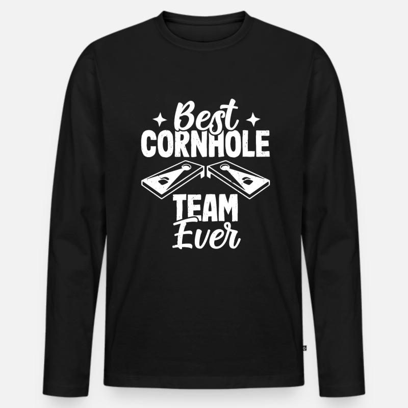 Cornhole - Männer Premium Bio Langarmshirt - Schwarz