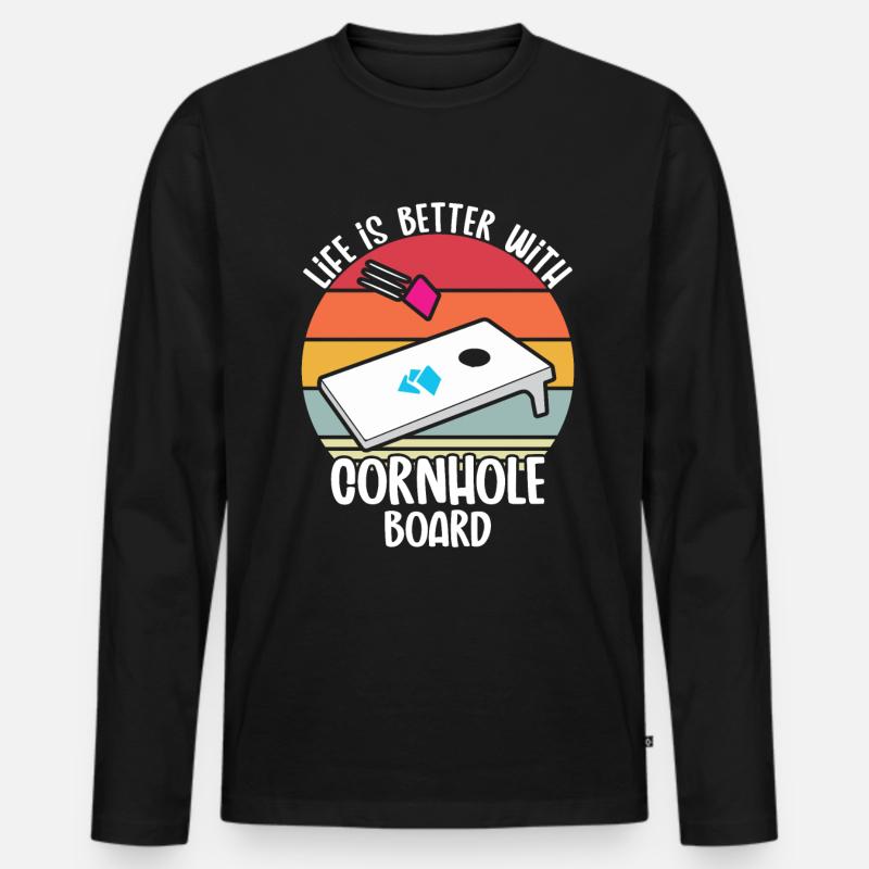 Cornhole - Männer Premium Bio Langarmshirt - Schwarz