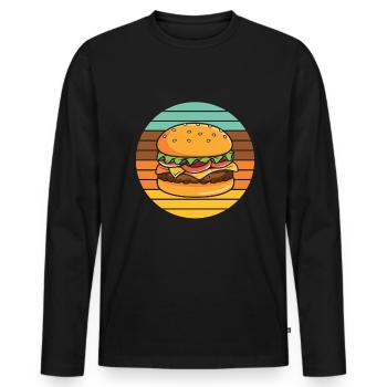 Hamburger - T-shirt manches longues Premium bio Homme - noir - Devant - Nico (187cm)