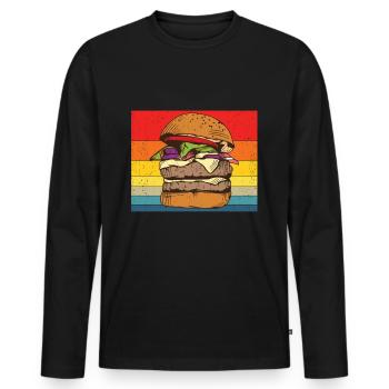 Hamburger - T-shirt manches longues Premium bio Homme - noir - Devant - Nico (187cm)