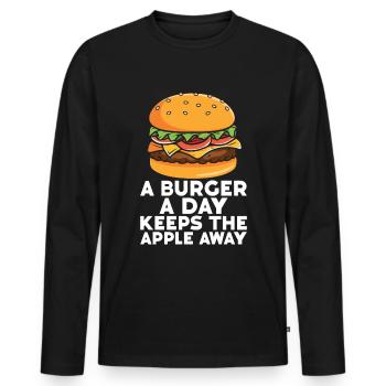 Hamburger - T-shirt manches longues Premium bio Homme - noir - Devant - Nico (187cm)