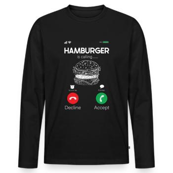 Hamburger - T-shirt manches longues Premium bio Homme - noir - Devant - Nico (187cm)