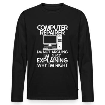 Computer Repair Technology Support Technology - Men's Premium Organic Long Sleeve Shirt - black - Front - Nico (187cm)