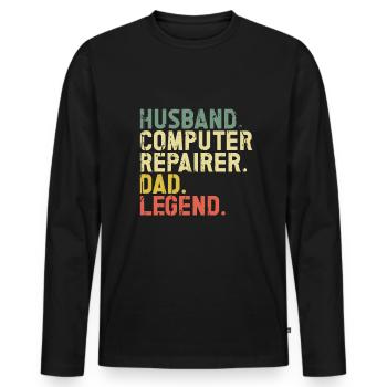 Computer Repair Technology Support Technology - Men's Premium Organic Long Sleeve Shirt - black - Front - Nico (187cm)
