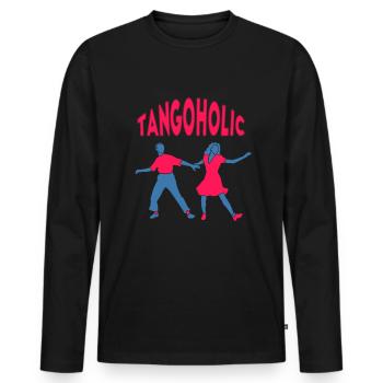 Tangoholic Tango Tanzen Kleid Tanzschuhe Tänzer - Männer Premium Bio Langarmshirt - Schwarz - Vorne - Nico (187cm)
