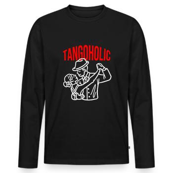 Tangoholic Tango Tanzen Kleid Tanzschuhe Tänzer - Männer Premium Bio Langarmshirt - Schwarz - Vorne - Nico (187cm)