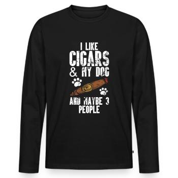 Cigare et chiens fumant des toabacos - T-shirt manches longues Premium bio Homme - noir - Devant - Nico (187cm)