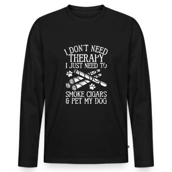 Cigare et chiens fumant des toabacos - T-shirt manches longues Premium bio Homme - noir - Devant - Nico (187cm)