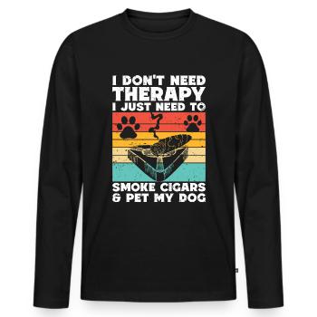 Cigare et chiens fumant des toabacos - T-shirt manches longues Premium bio Homme - noir - Devant - Nico (187cm)