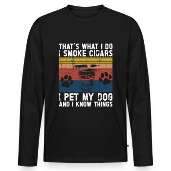 Cigare et chiens fumant des toabacos - T-shirt manches longues Premium bio Homme - noir - Devant - Nico (187cm)