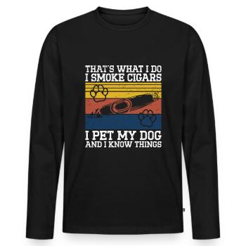 Cigare et chiens fumant des toabacos - T-shirt manches longues Premium bio Homme - noir - Devant - Nico (187cm)