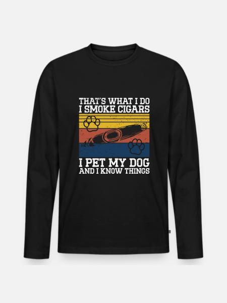 Cigar and dogs smoking toabacos - Men's Premium Organic Long Sleeve Shirt - black