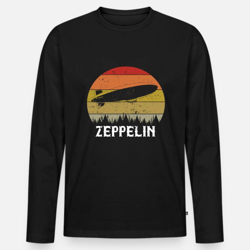 Zeppelin Avion Dirigeable Aviation guidée - T-shirt manches longues Premium bio Homme - noir